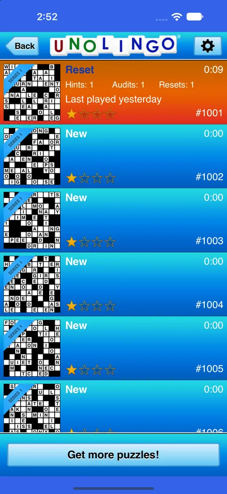 Unolingo puzzle list